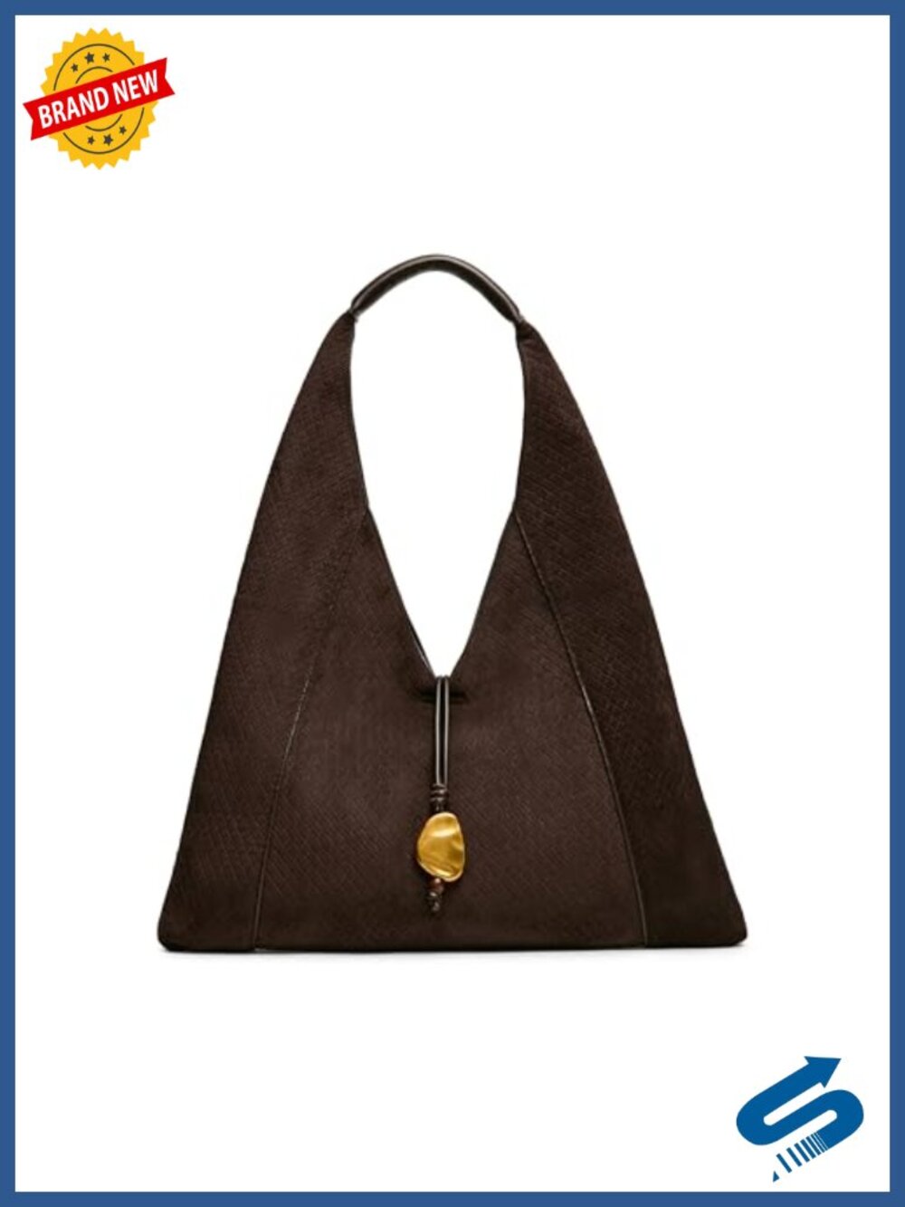 Faux Suede Hobo Bag with Snap Closure